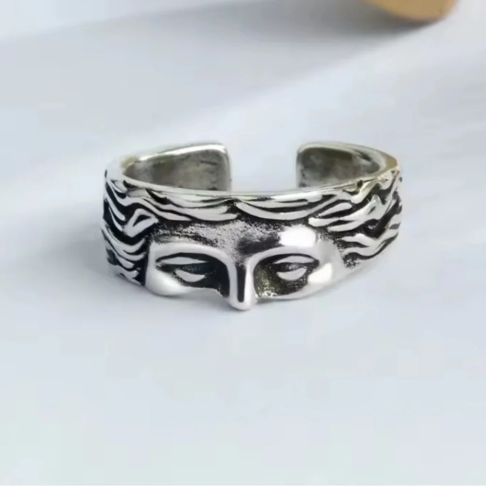 Silver Face Art Inspired Face Ring | Unique Sculptural Jewelry adjustable size